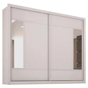 Miniatura Guarda-Roupa Casal Europa Triunfo Flex 2 Portas de Correr com Espelho 6 Gavetas Internas MDP e MDF - 226cm de Largura Branco