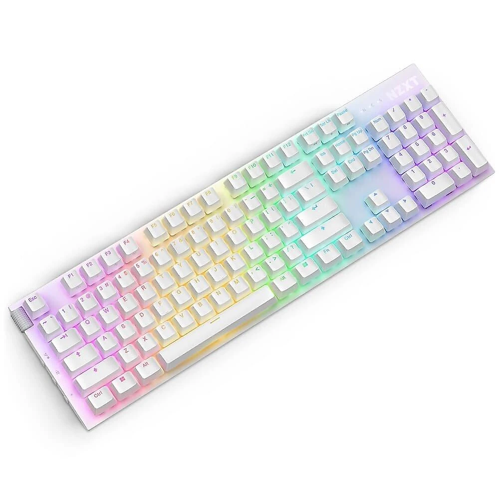 Teclado Óptico Gamer NZXT Function 2 Full Size, RBG, USB-C, Layout US, Branco - KB-001NW-US