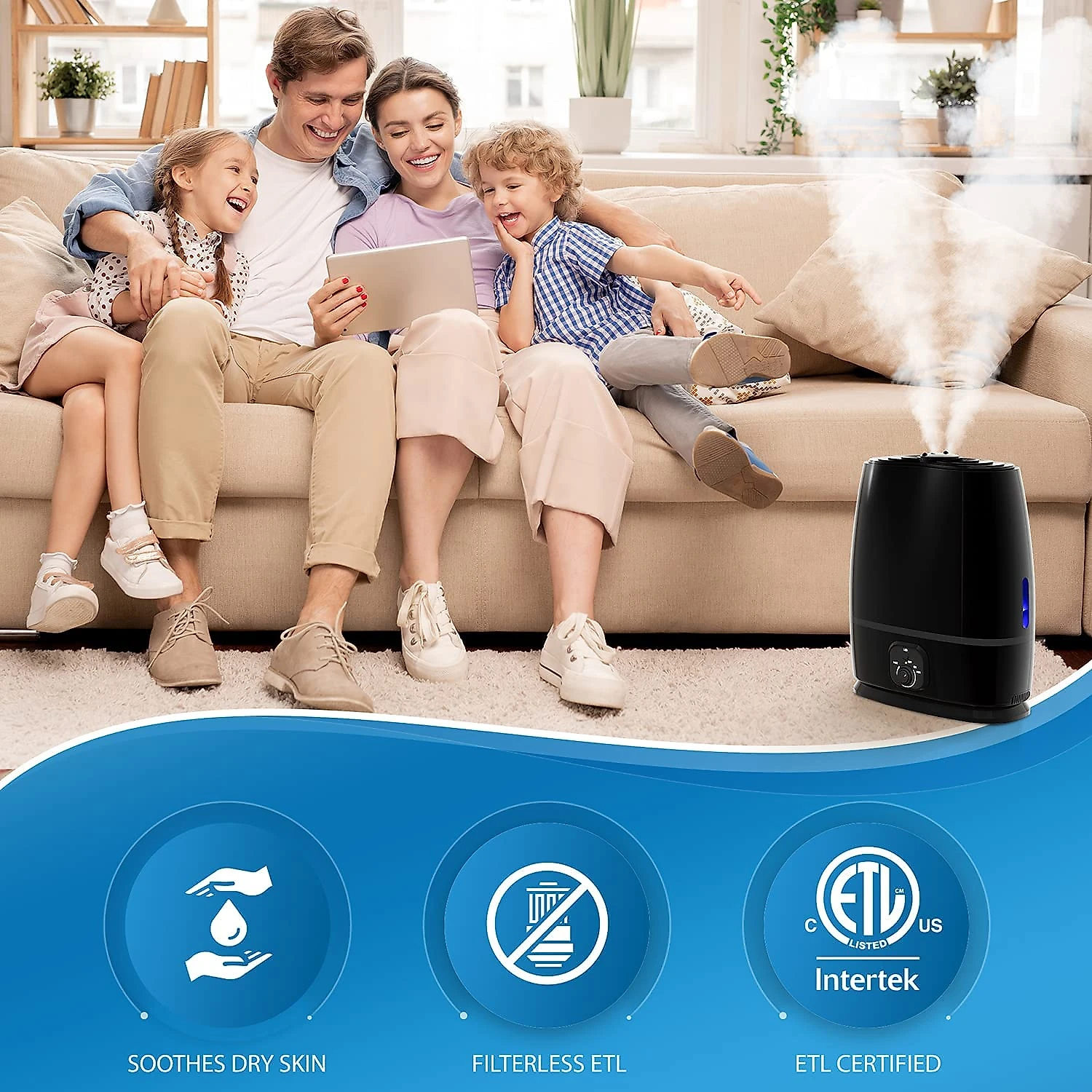 Everlasting Umidificador Ultrassônico 6L cFunção de Ar omaterapia Preto