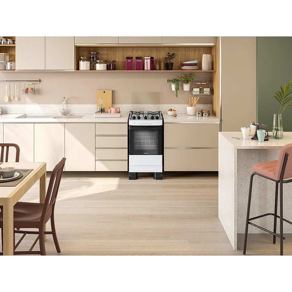 Fogão Mueller 4 Bocas Com Mesa Inox E Acendimento Automático Total Branco Mfi4bf Bivolt