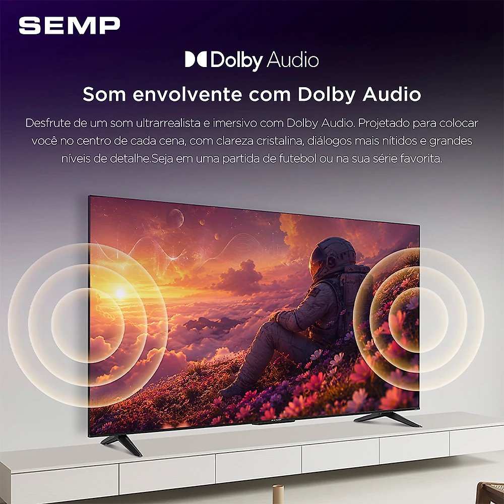 Smart TV Semp 65 Polegadas LED 4K S62R Roku TV Wi-Fi HDR10 Dolby Audio Brilho até 280 Nits 65S62R