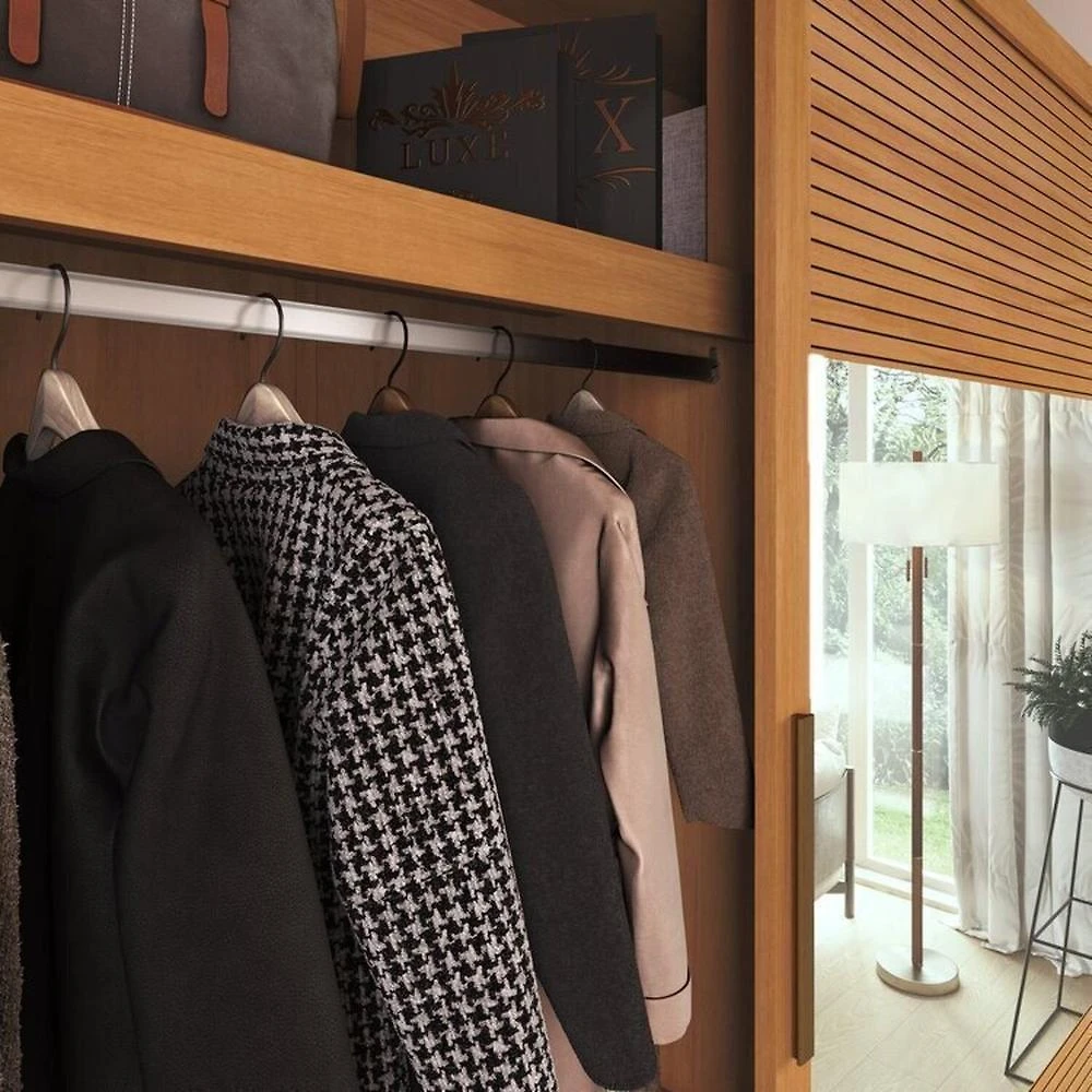 Quarto Casal com Guarda-Roupa 2 Portas de Correr, Cômoda e 2 Mesas de Cabeceira Malthus Nature