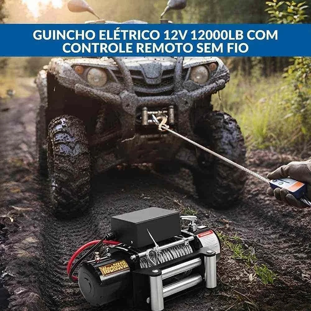Guincho Elétrico 12V 12000LB com Controle Remoto sem Fio IWME004 IMPORTWAY