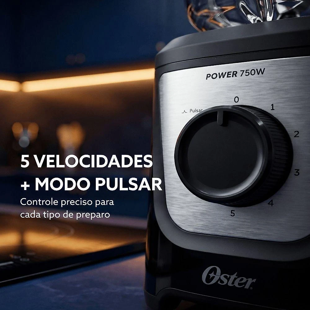 Liquidificador Oster OLIQ510 750W 1,5L Jarra de Vidro Preto 220V