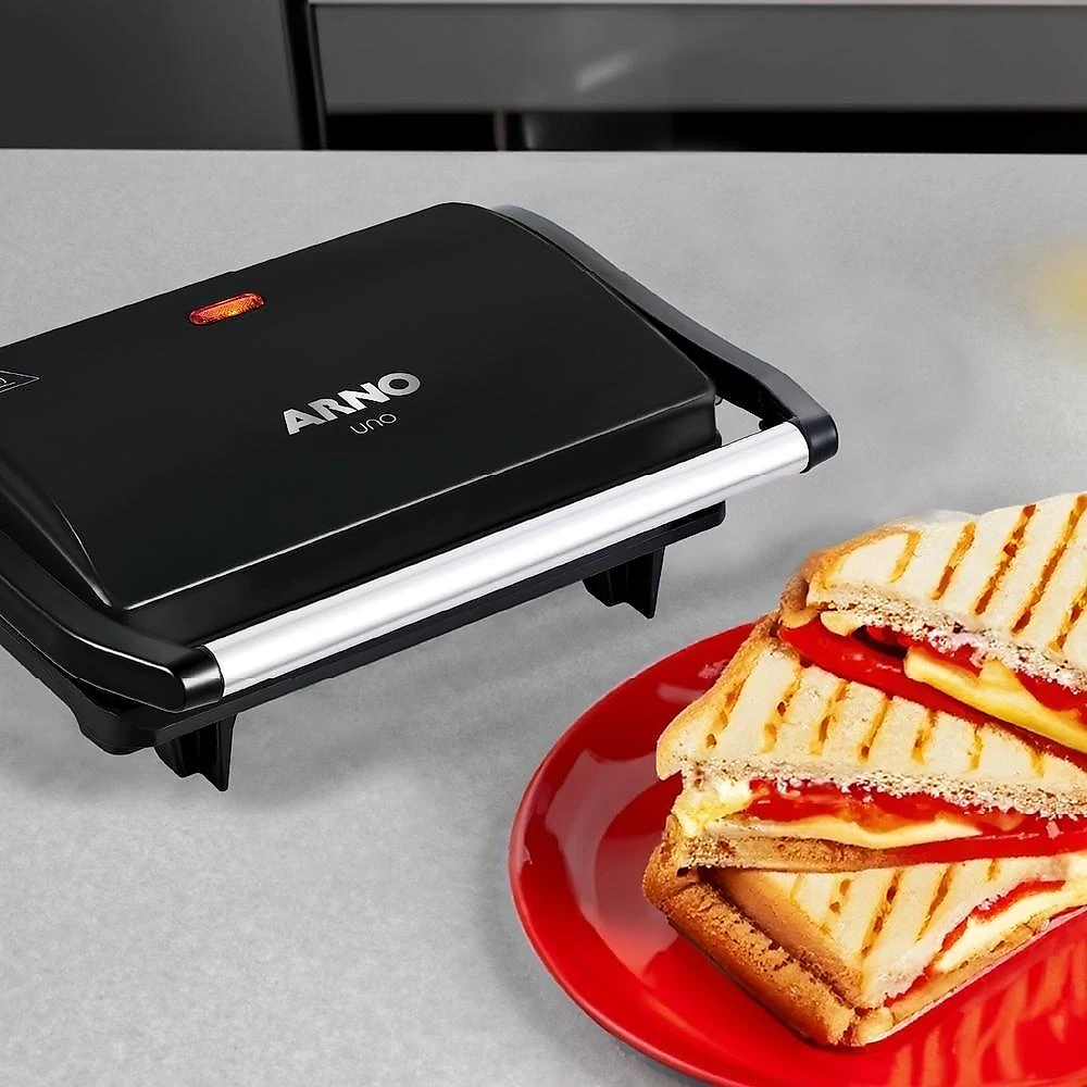 Grill Arno Compact Gpto com Placa Antiaderente Ajustavel Alca Fria Preto