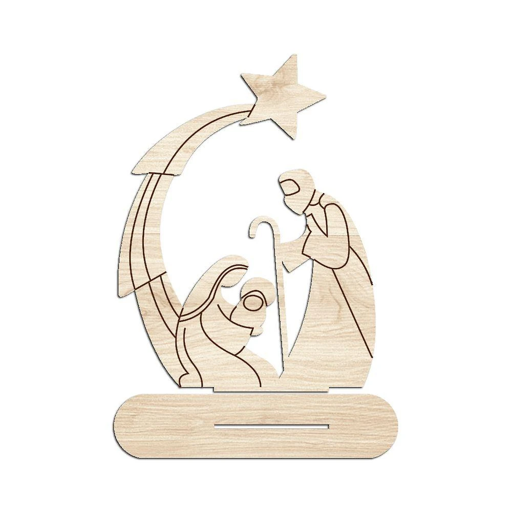 Presépio 02 Com Base 19cmx25cm - Cria Arte Laser Madeira Clara