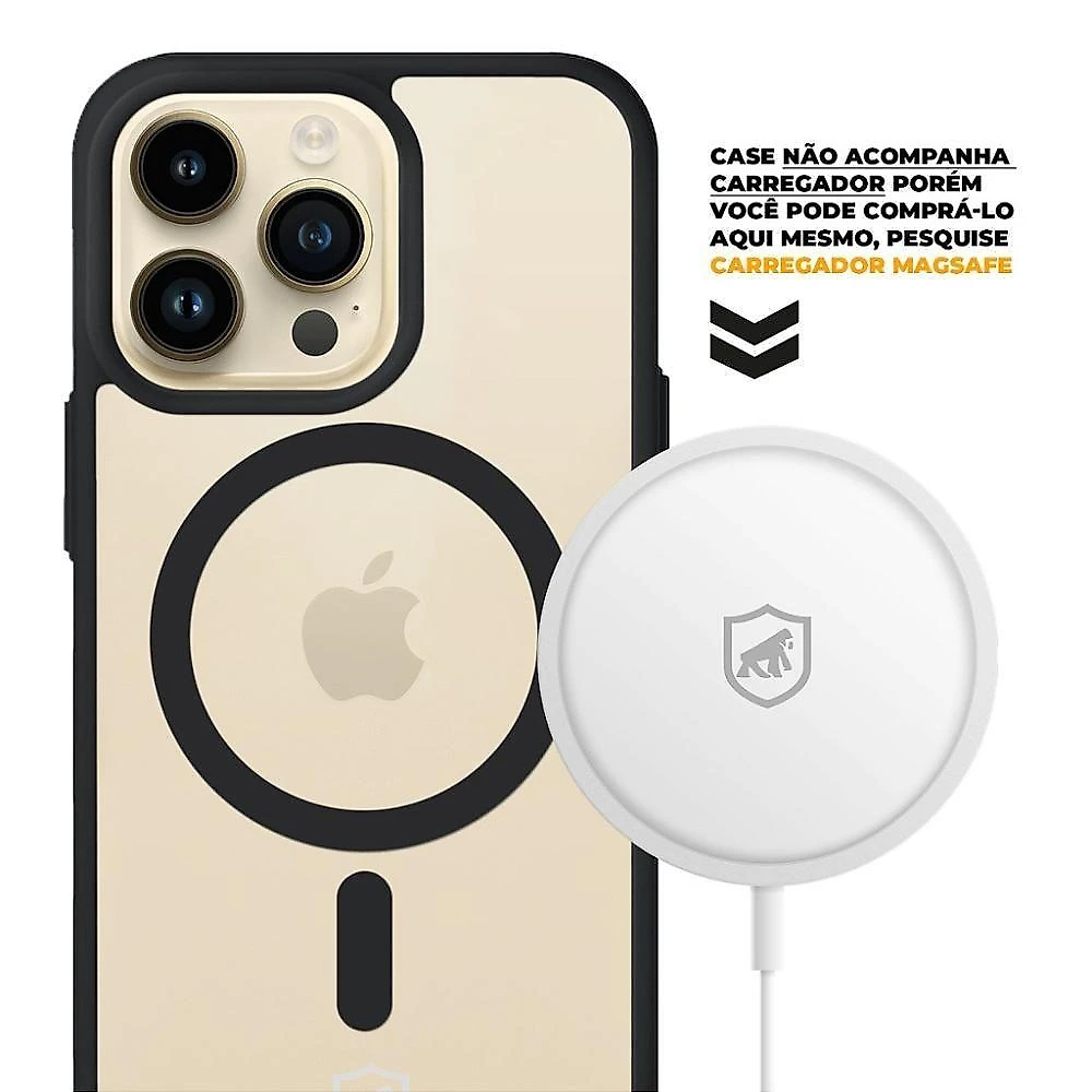 Kit Capa Magsafe Preta E Pelicula Dual Glass Preta Para Iphone 14 Pro Max - Gshield