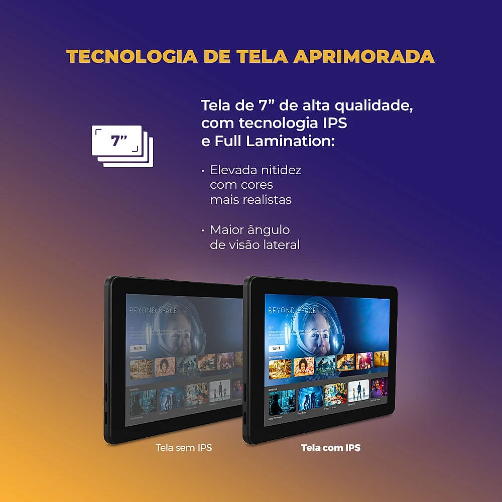 Tablet Positivo Vision TAB 7 3GB RAM 64GB Octa-Core Android 14 Go Wi-Fi - Tela 7” IPS – 3100mAh – Preto