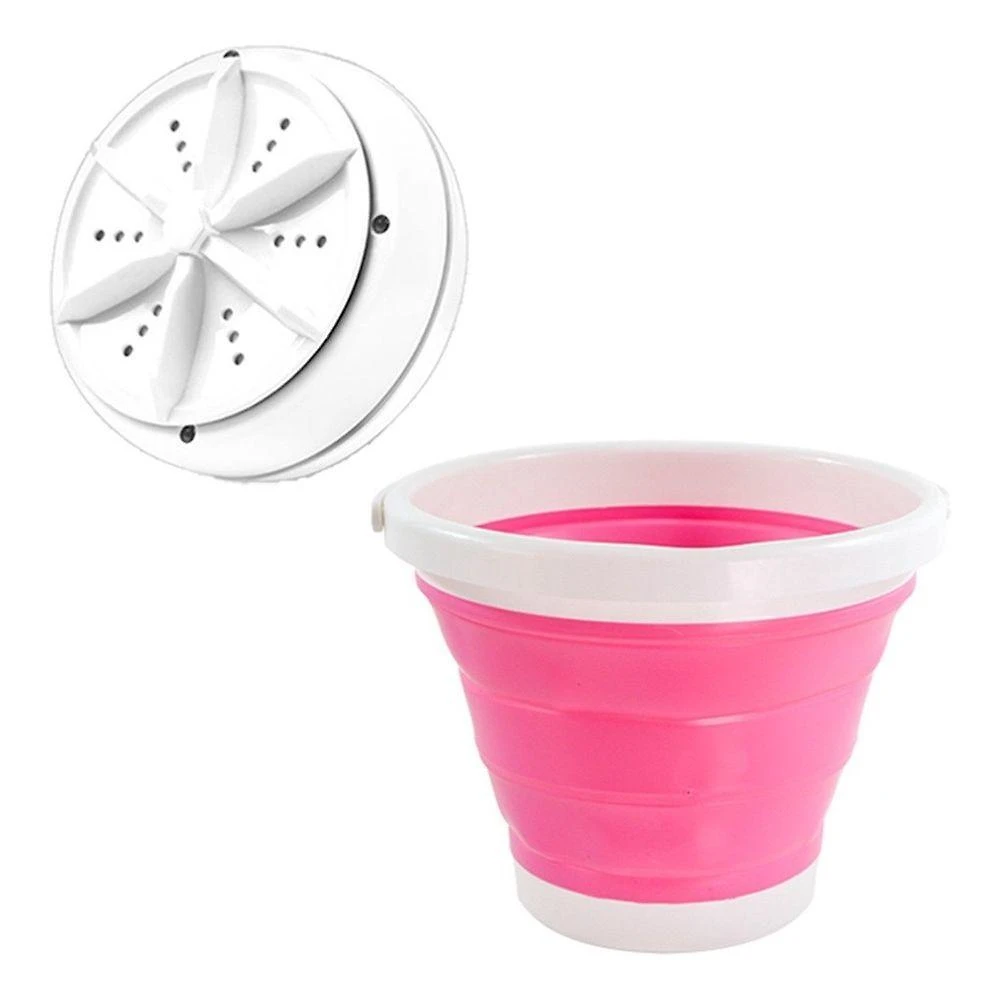 Mini Máquina Lavar OEM Multifuncional Portátil com Balde Dobrável Rosa Bivolt