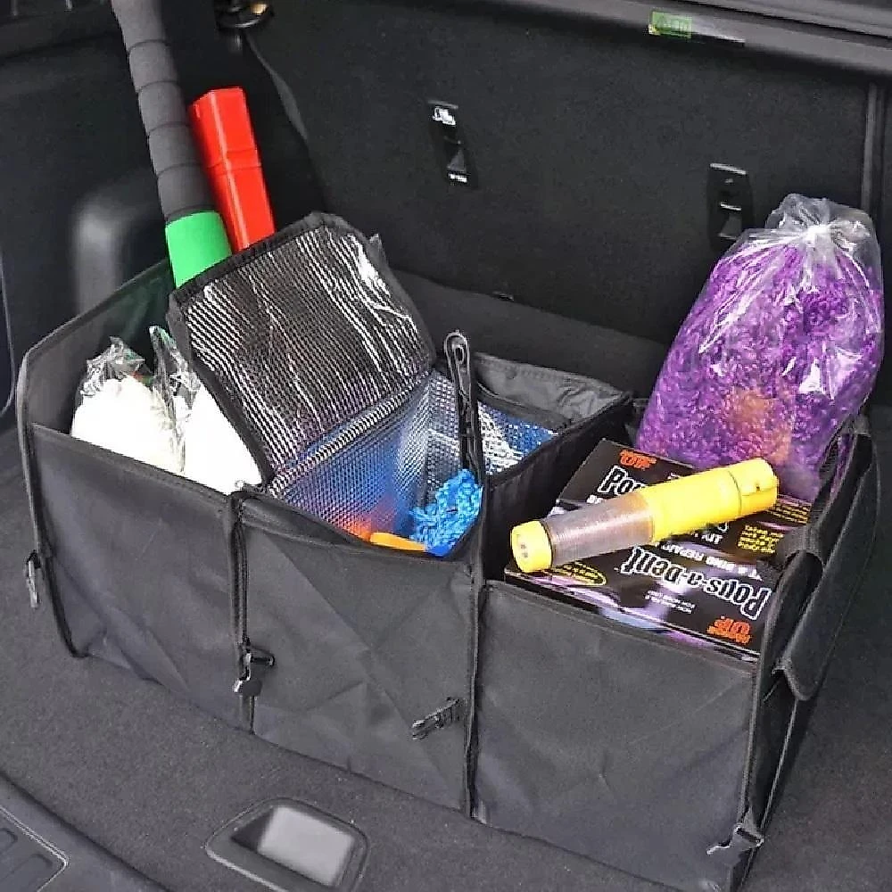 Organizador de Porta Malas para Carro com Cooler 3 Divisorias Tecido Oxford para Compras