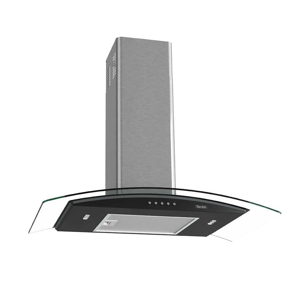 Coifa Terim de Parede Clean Vidro Curvo Black Kroma 75cm Preto Com Kromanox 220V