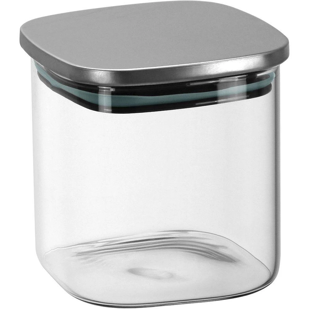 Pote Mantimentos Quadrado Com Tampa Inox Borossilicato 600ml