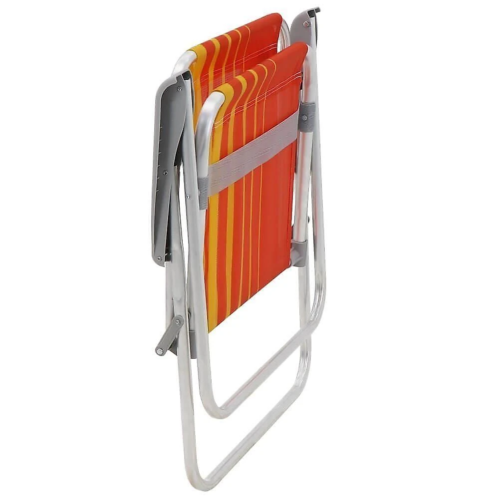 Kit 02 Cadeiras De Praia Tramontina Samoa Alta Em Alumínio Com Assento Laranja E Amarelo 92900001