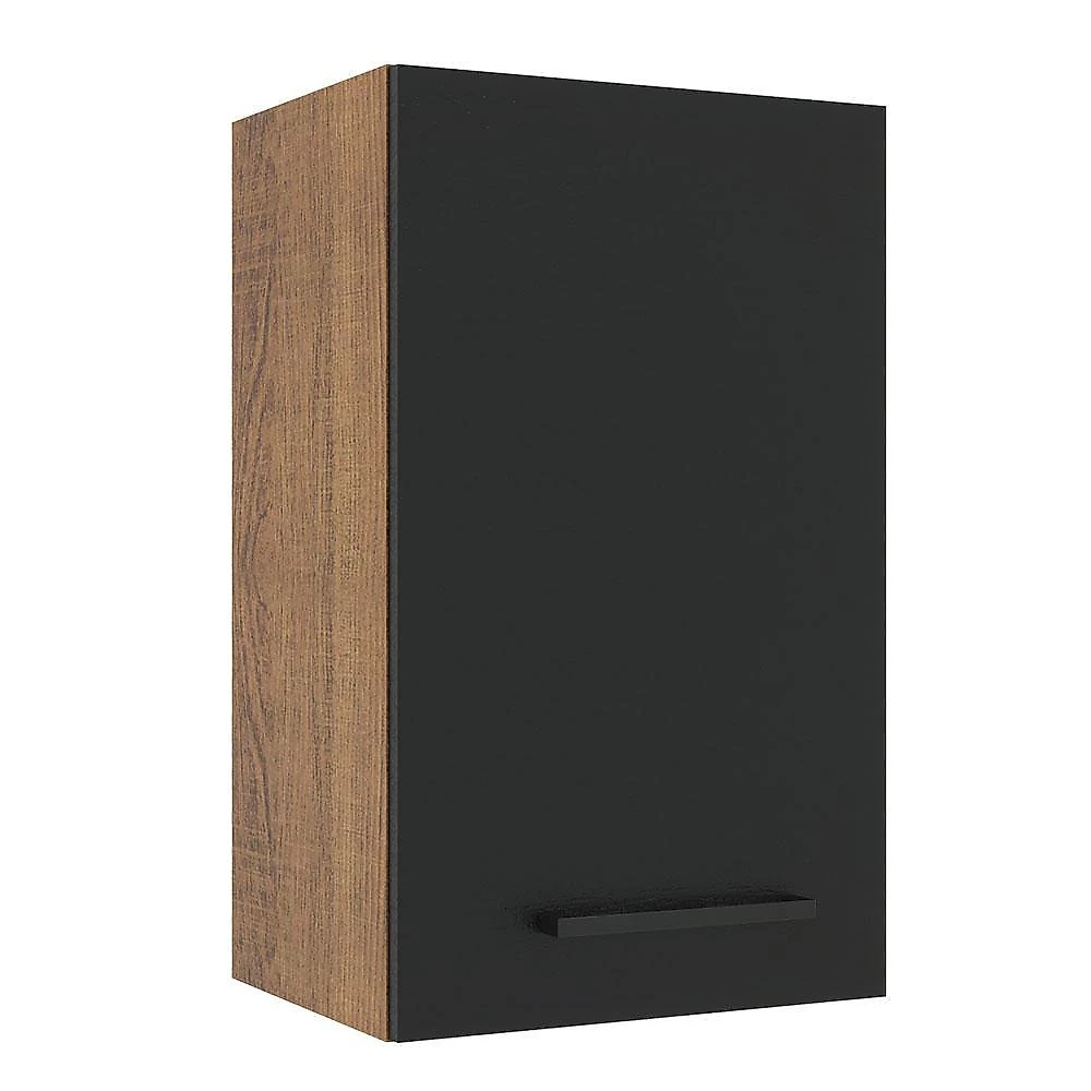 Armário de cozinha aéreo 40 cm 1 porta rustic/preto agata madesa
