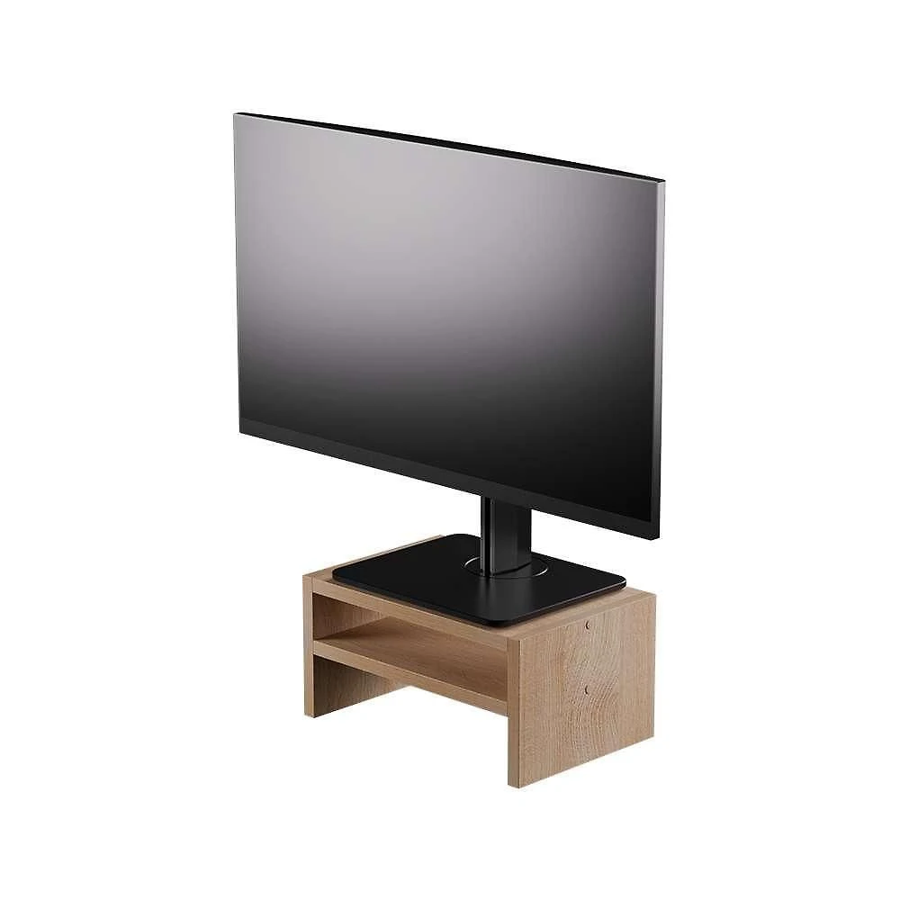 Suporte para Monitor Madeira Carvalho com Nicho Apoio de Mesa Bege Mercado