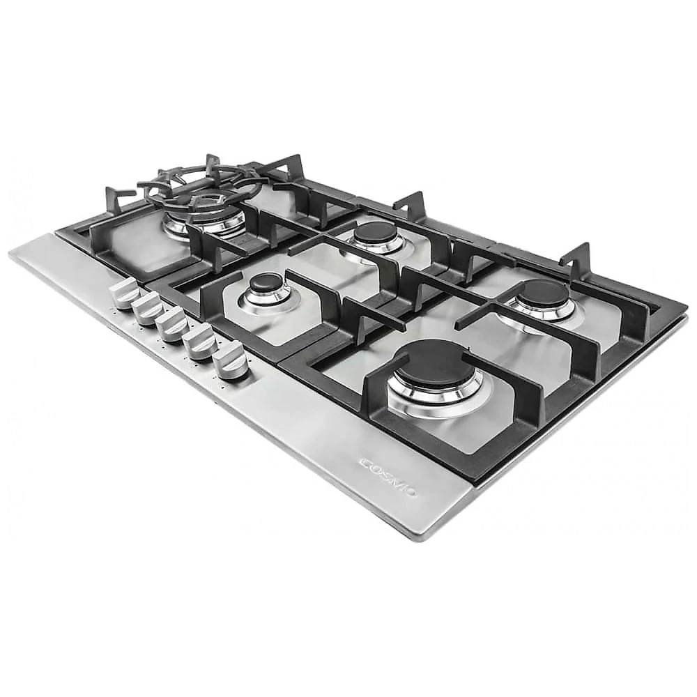 Cooktop a gás de embutir 76cm Cosmo inox 5 queimadores selados grade em ferro fundido acendimento eletrônico 110V