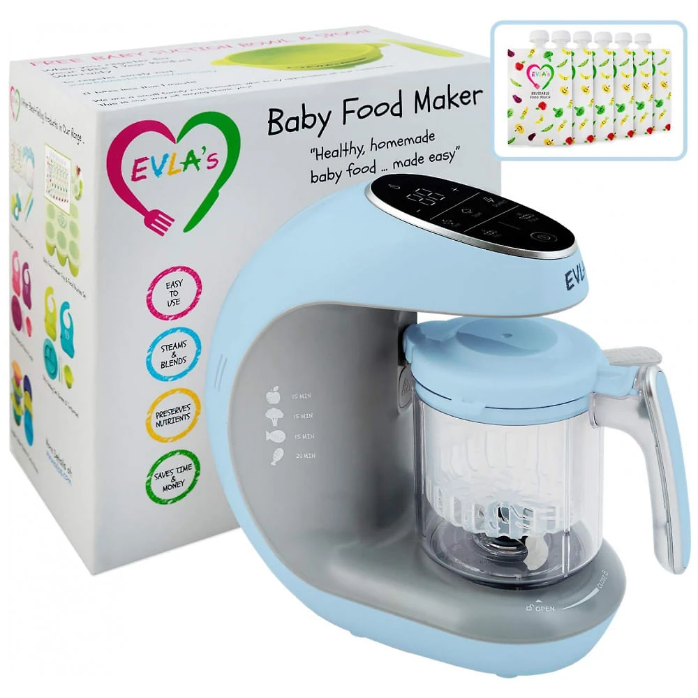 Processador de Alimentos para Bebês Multifuncional com Controle Digital, 110V EVLAS, Azul