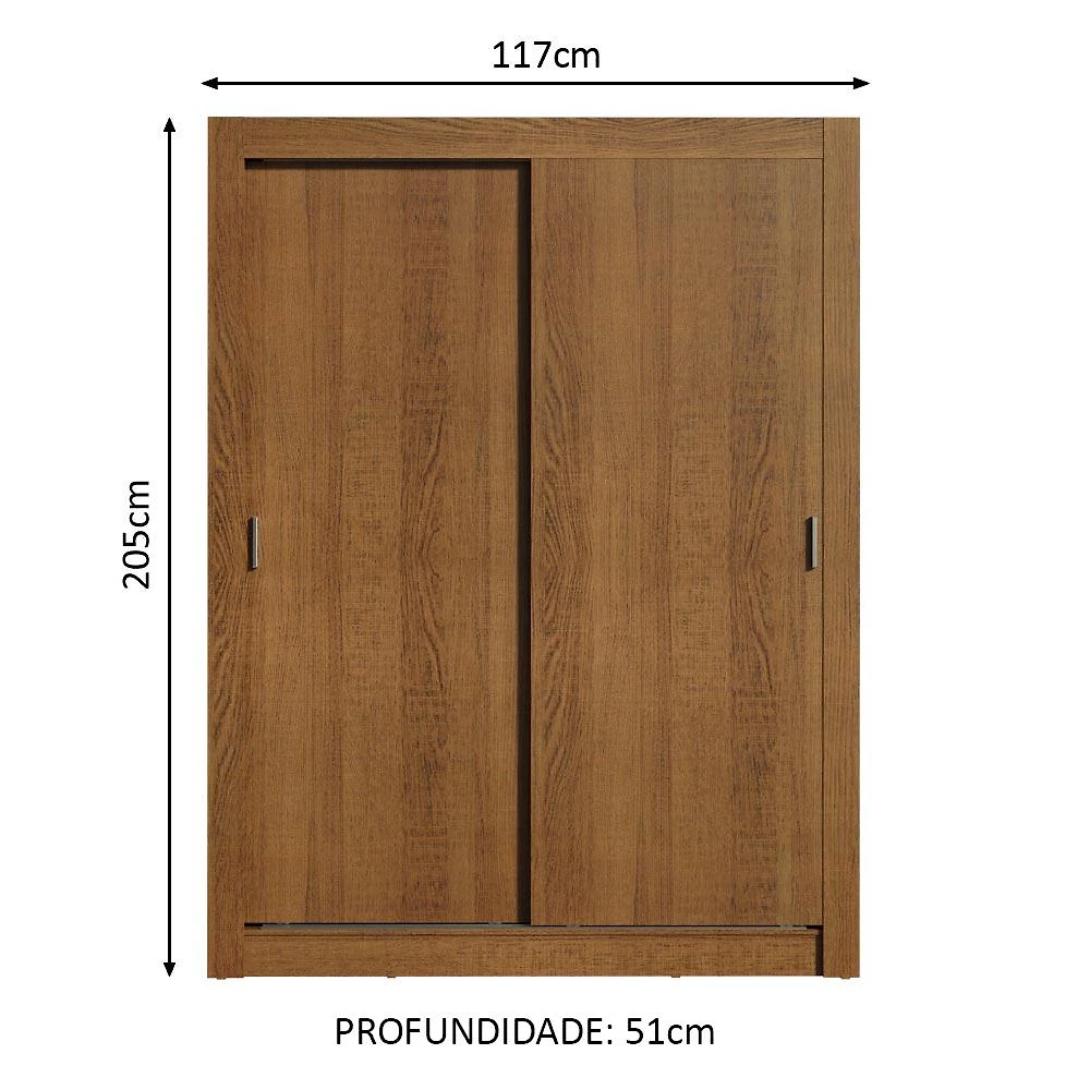Miniatura Guarda-Roupa Solteiro Madesa Denver 2 Portas de Correr Rustic