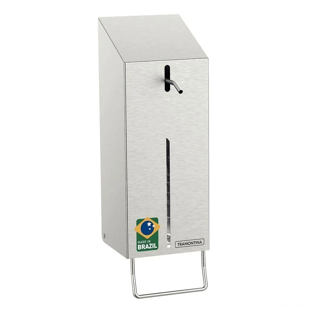 Dispenser De álcool Gel E Sabão Líquido 500 Ml Em Aço Inox Com Acabamento Escovado