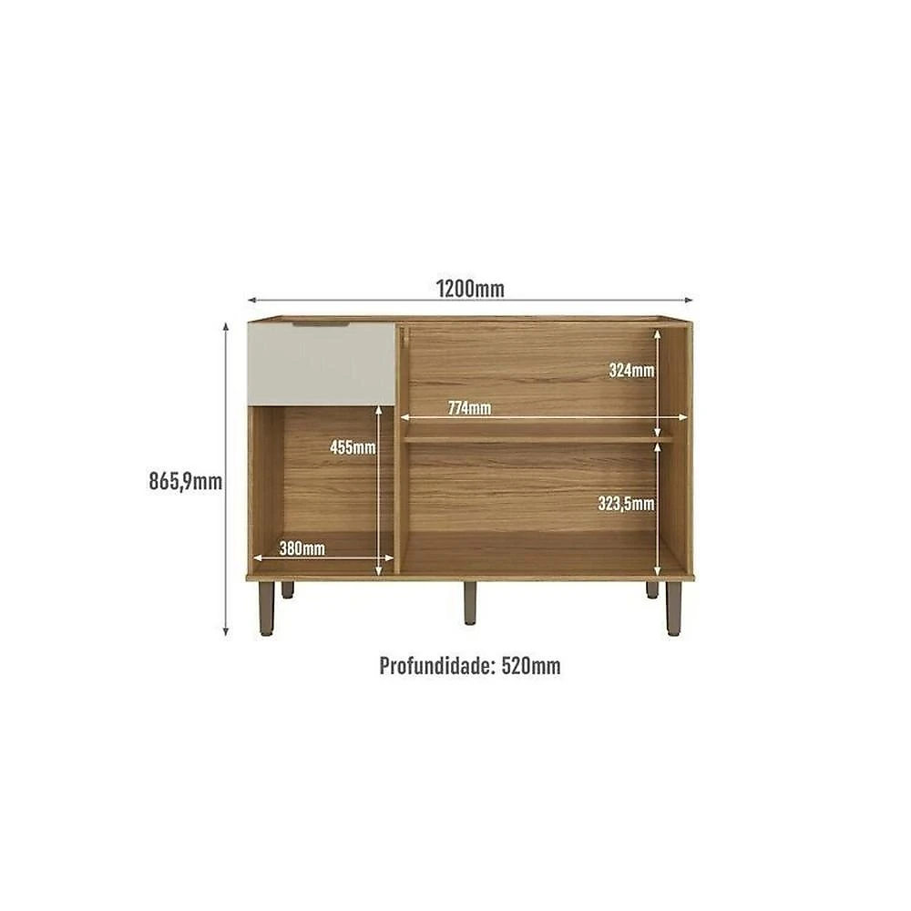 Cozinha Modulada 4 Peças com Paneleiro Florença Naturalle/Sabbia
