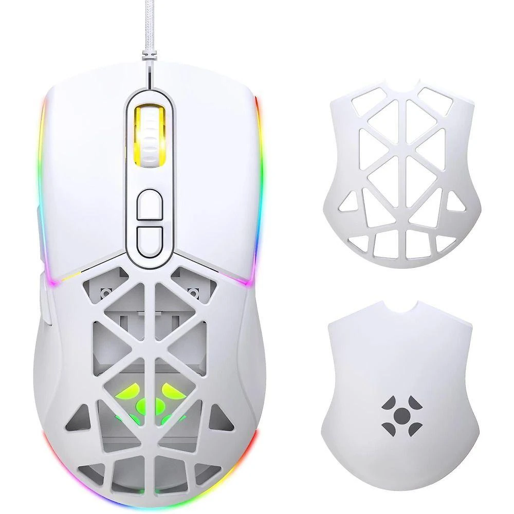 Mouse Gamer Fortrek Striker com Fio DPI 12800 RGB Colmeia Ultraleve Branco