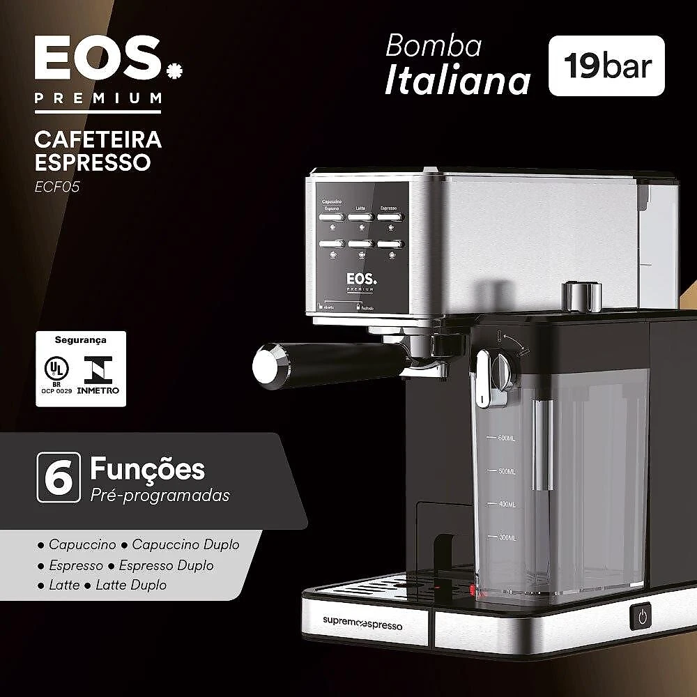 Cafeteira Espresso EOS Latte Italiana Inox ECF05ECL 220V