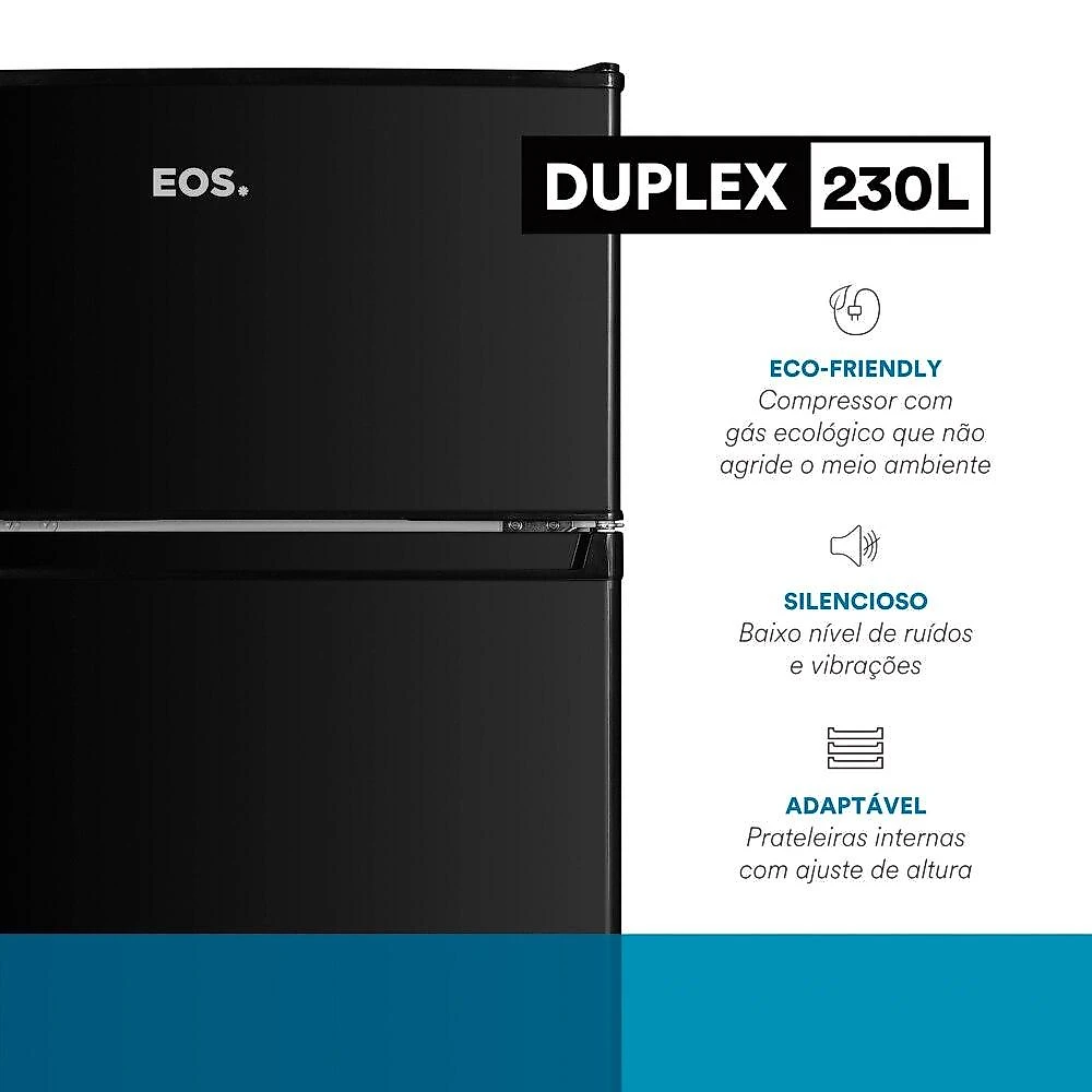 Geladeira EOS 230 Litros Duplex Preto ERV250DP 110V