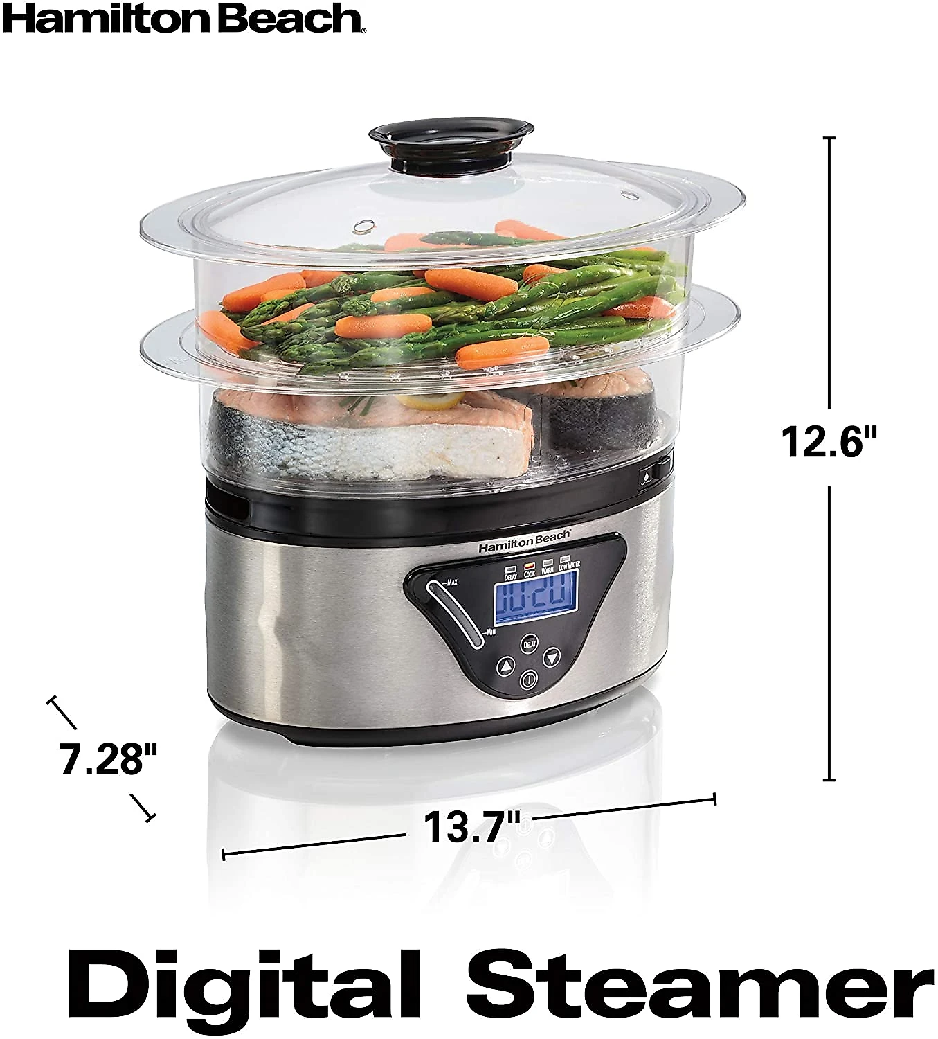 Hamilton Beach 37530A Digital Food Steamer 55 Quart Silver e Black