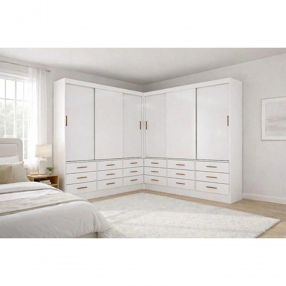 Closet Grand Line 6 Portas 18 Gavetas 6 Prateleiras MDP 200CM Domus Parati