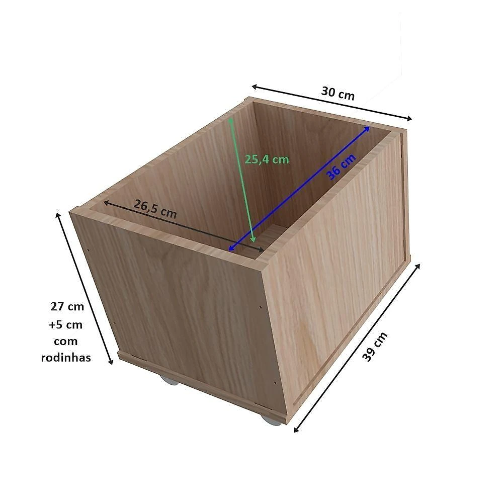 Organizador de Brinquedos Norberto Baús Porta Carrinho e Livro MDF Woodcore