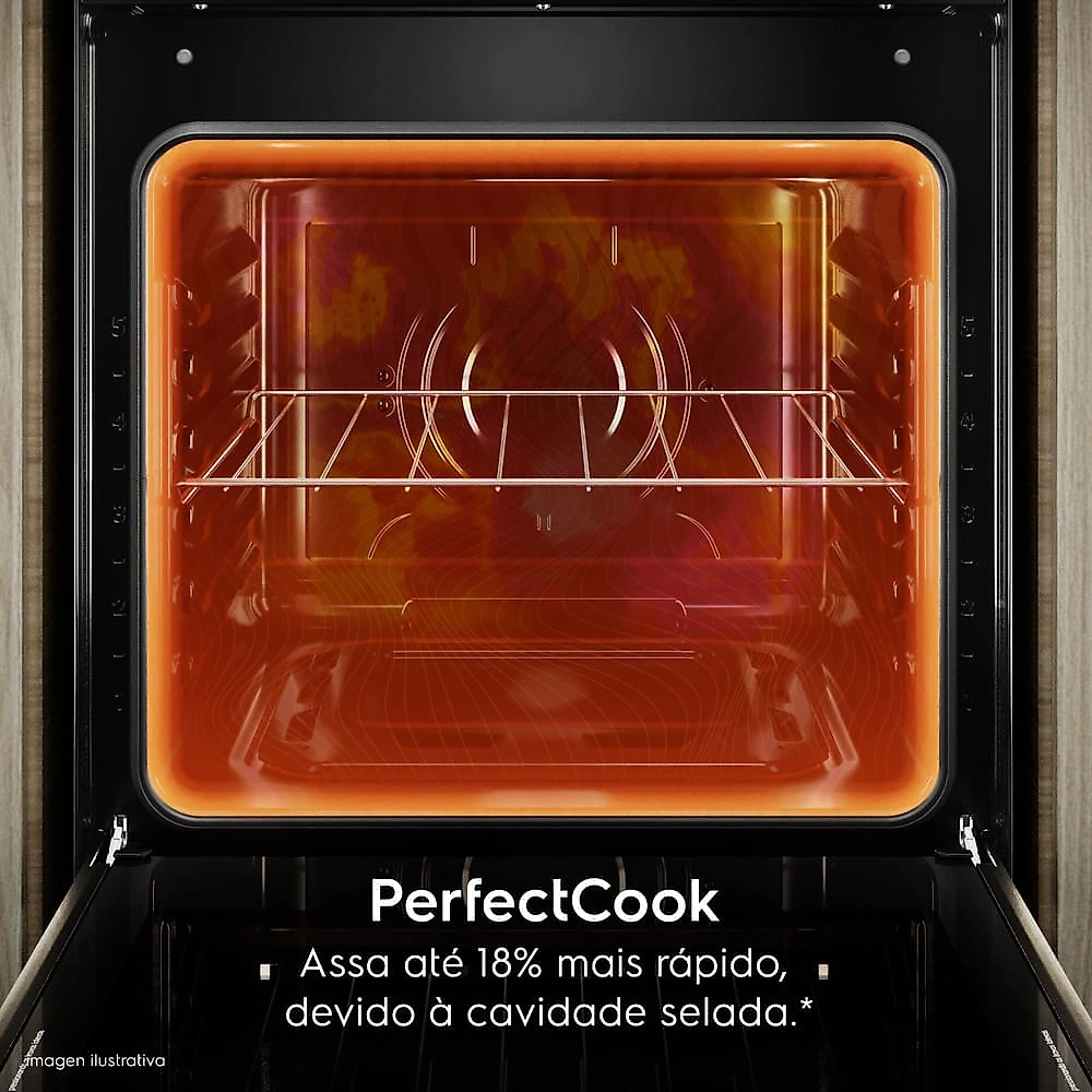 Fogão de Piso Electrolux de 05 Bocas Efficient Mesa de Vidro, PerfectCook Preto - FE5GB Bivolt