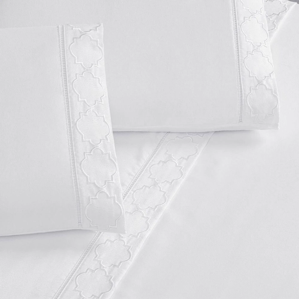 Jogo De Cama 300 Fios Bordado Queen Infinity 04 Peças Branco