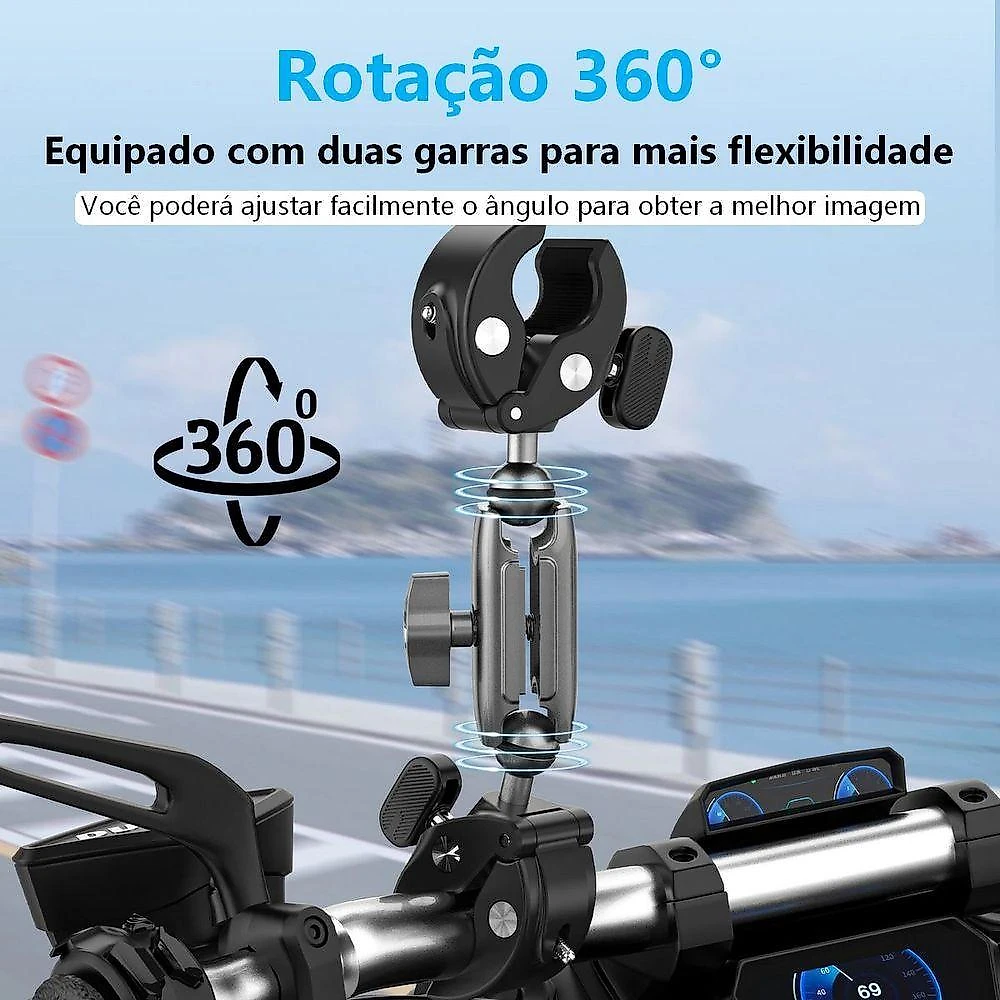 Garra Dupla Articulável 360° Em Alumínio - Telesin