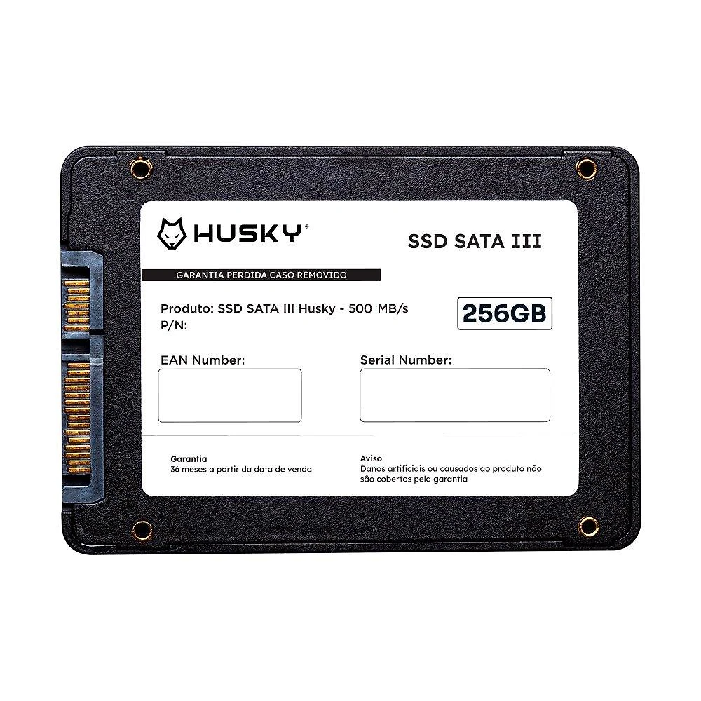 Miniatura SSD Husky, SATA III, 256GB, 2.5", Leitura 500MB/s, Gravação 450MB/s, Preto - HSSD001256
