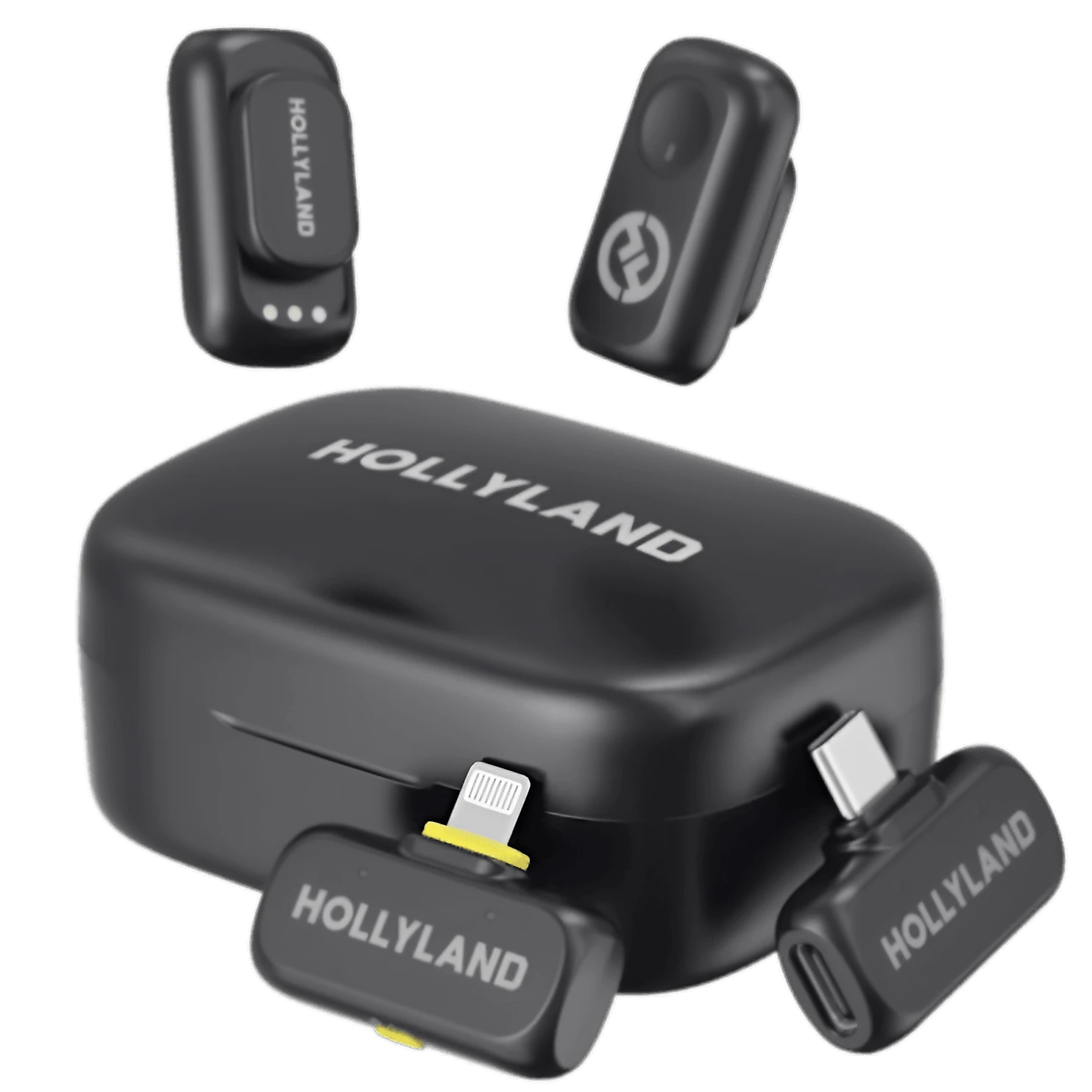 Sistema Microfone Duplo Hollyland LARK A1 Combo Wireless 2 Pessoas Smartphones USB-C e Lightning