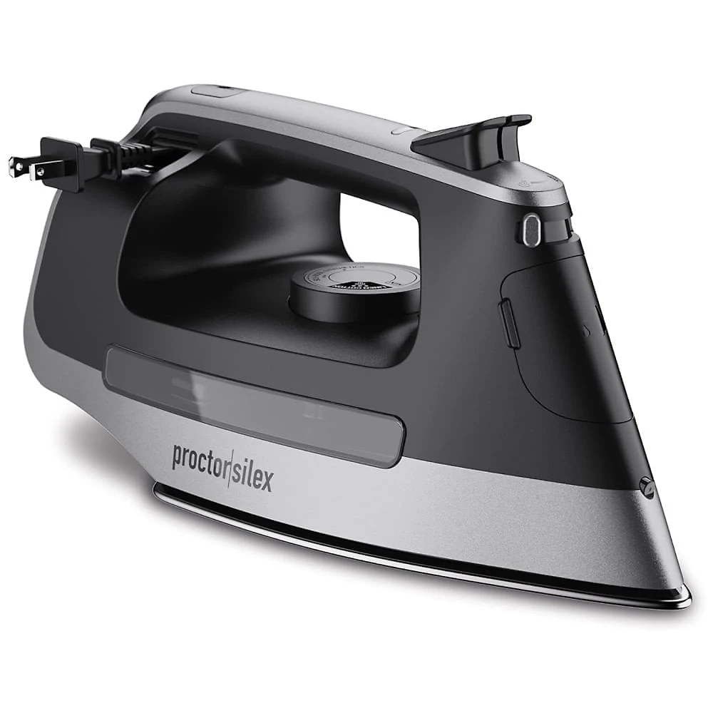 Ferro a vapor Proctor Silex com base de aço inoxidável e 1500W de potência cabo retrátil de 8 pés e desligamento auto...