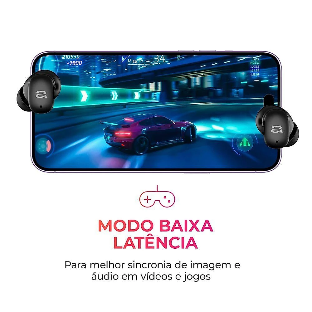 Fone de Ouvido Earbud Aiwa Aws-eb-03-b Bt Ipx5 Anc Modo Ambiente Bivolt
