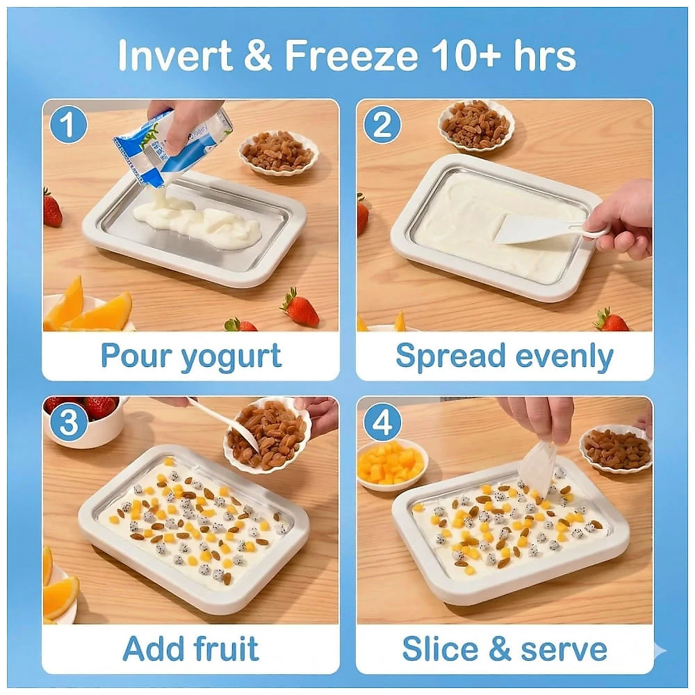 AYXTYTJ Máquina de Sorvete Rolinhos Instantânea - Bandeja de Aço Inoxidável para Sorvete e Iogurte, Kit Completo com Espátulas