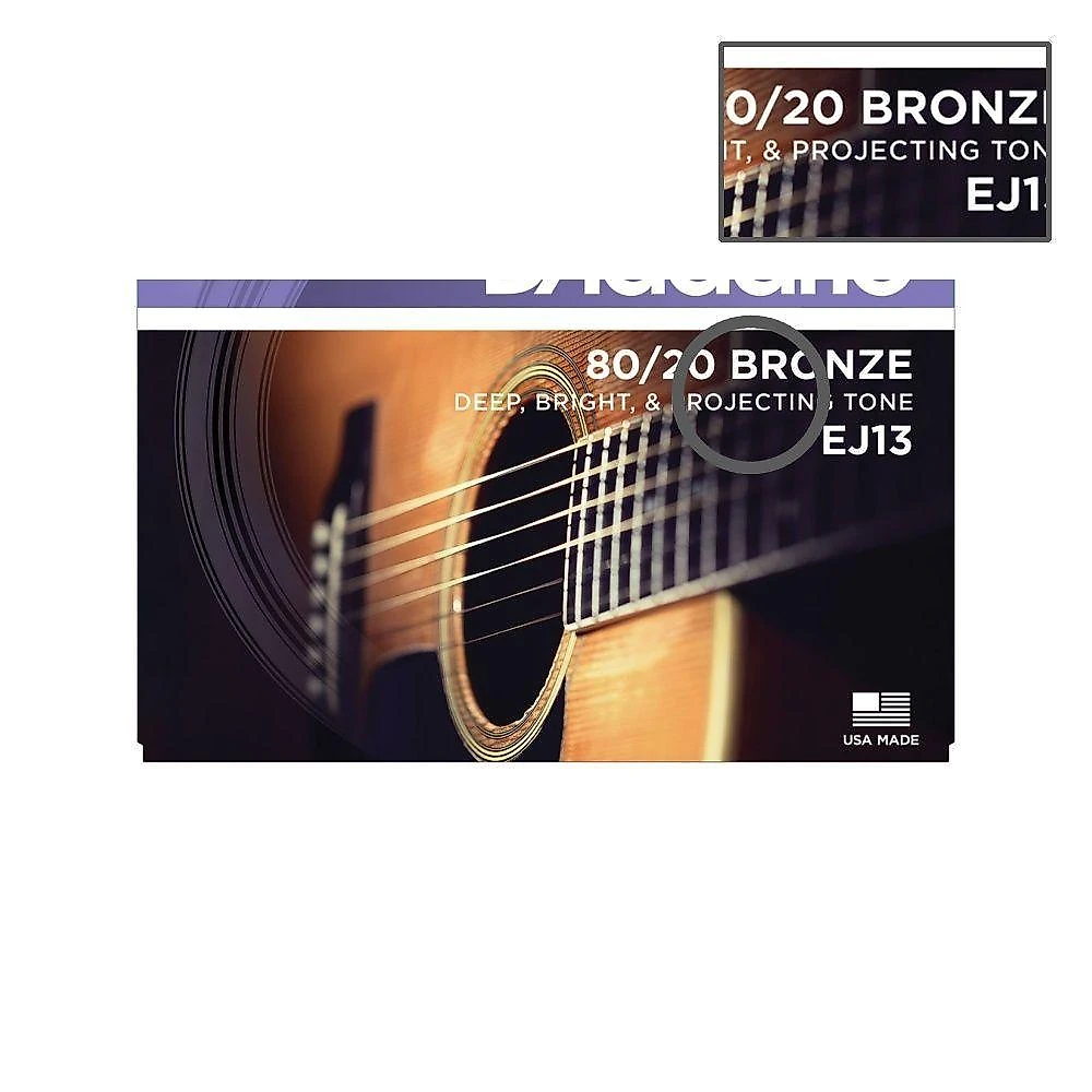 Encordoamento para Violão EJ13-B Timbre Nítido Tensão Custom Light Bronze 80-20 D'Addario webcontinental-7891974895944