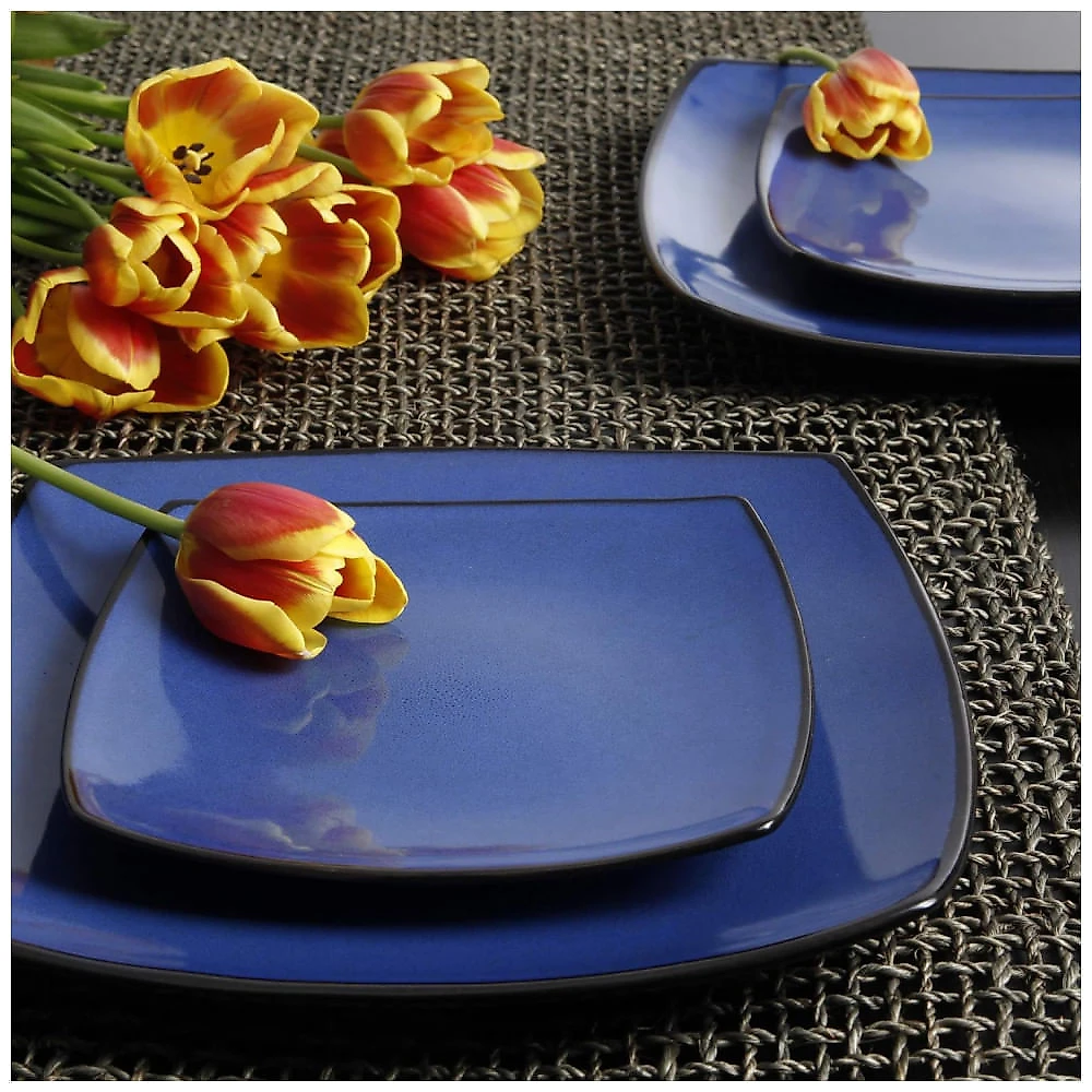 Aparelho de Jantar com 16 Peças em Cerâmica, Serve 4 Pessoas, Gibson Elite Soho, Azul