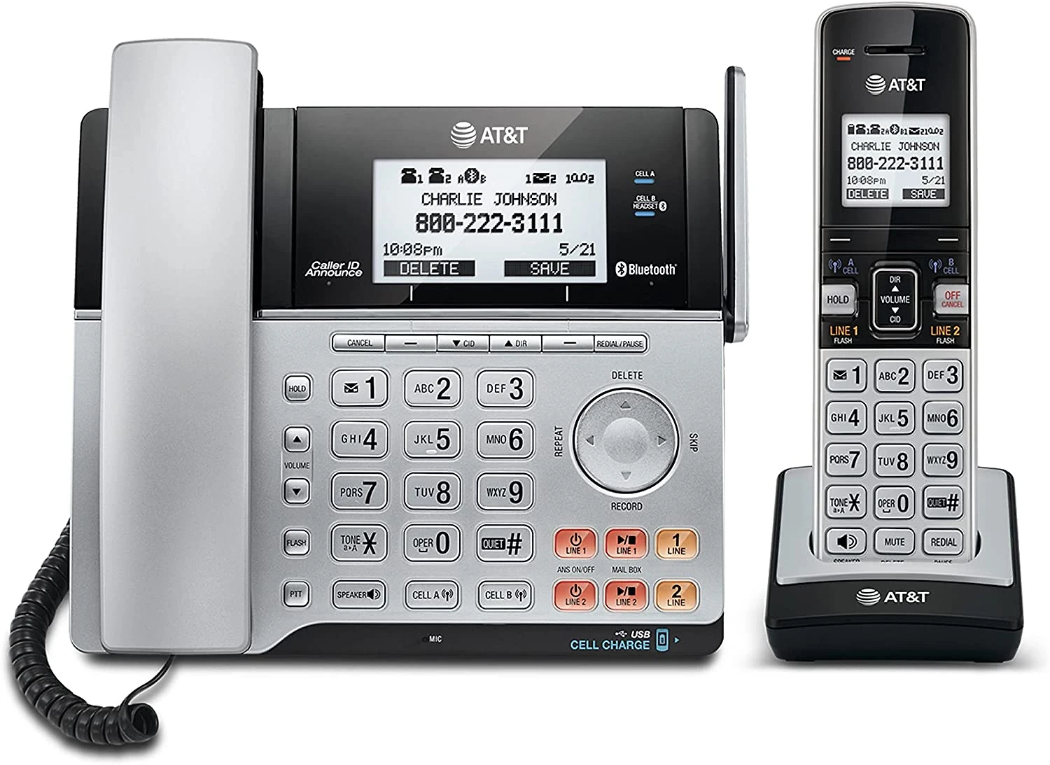 AT e T TL86103 Telefone sem Fio com Secretária Eletrônica 2 U