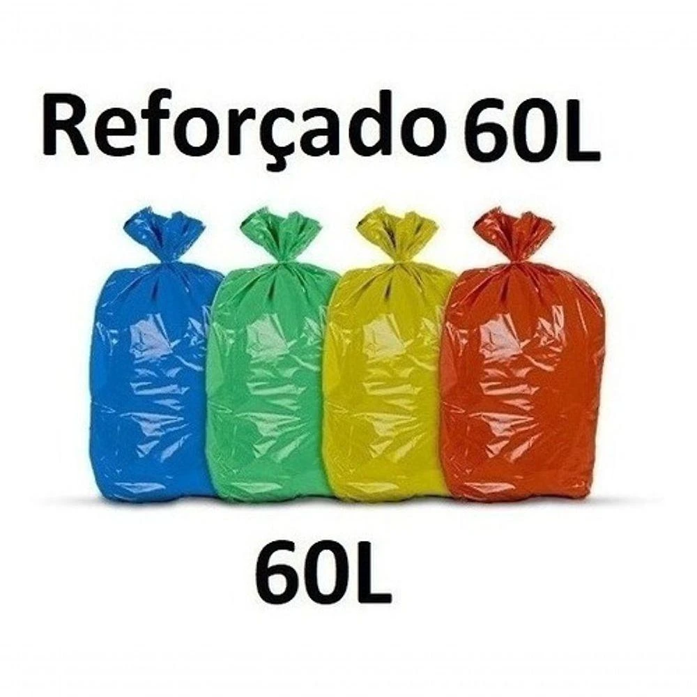 Kit 11 Pacotes Saco de Lixo 60 Litros P6 Reforçado 60x70 Micra 6 Aproximadamente 60 Unidades