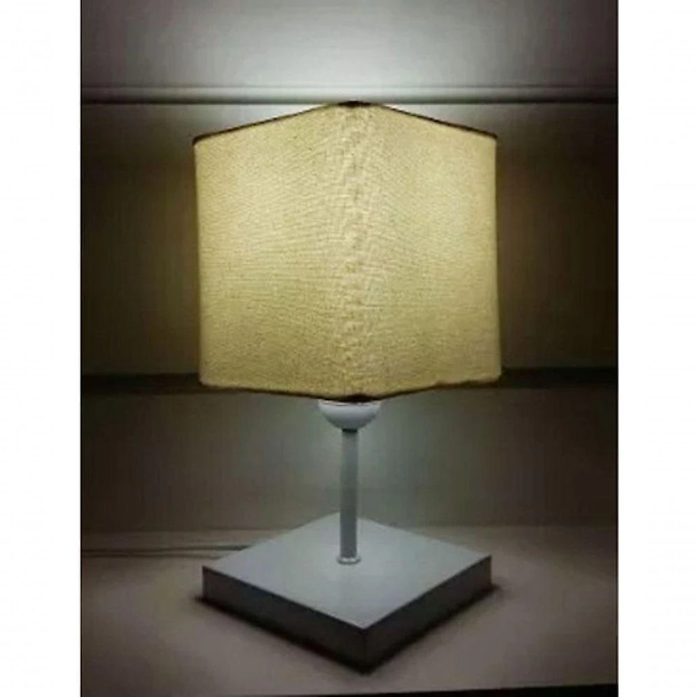 Abajur Luminária Mesa Quarto Sala Moderno Vivare Md-2008br Cúpula Em Tecido - Bivolt Branco-algodão-crú 127/220v