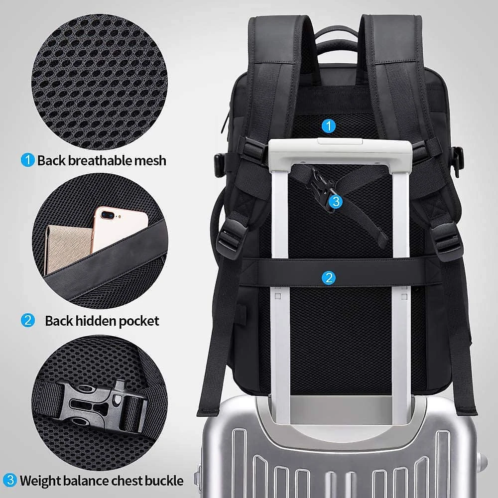 BANGE 1908 Mochila para Laptop 43 cm À prova DÁgua Preta