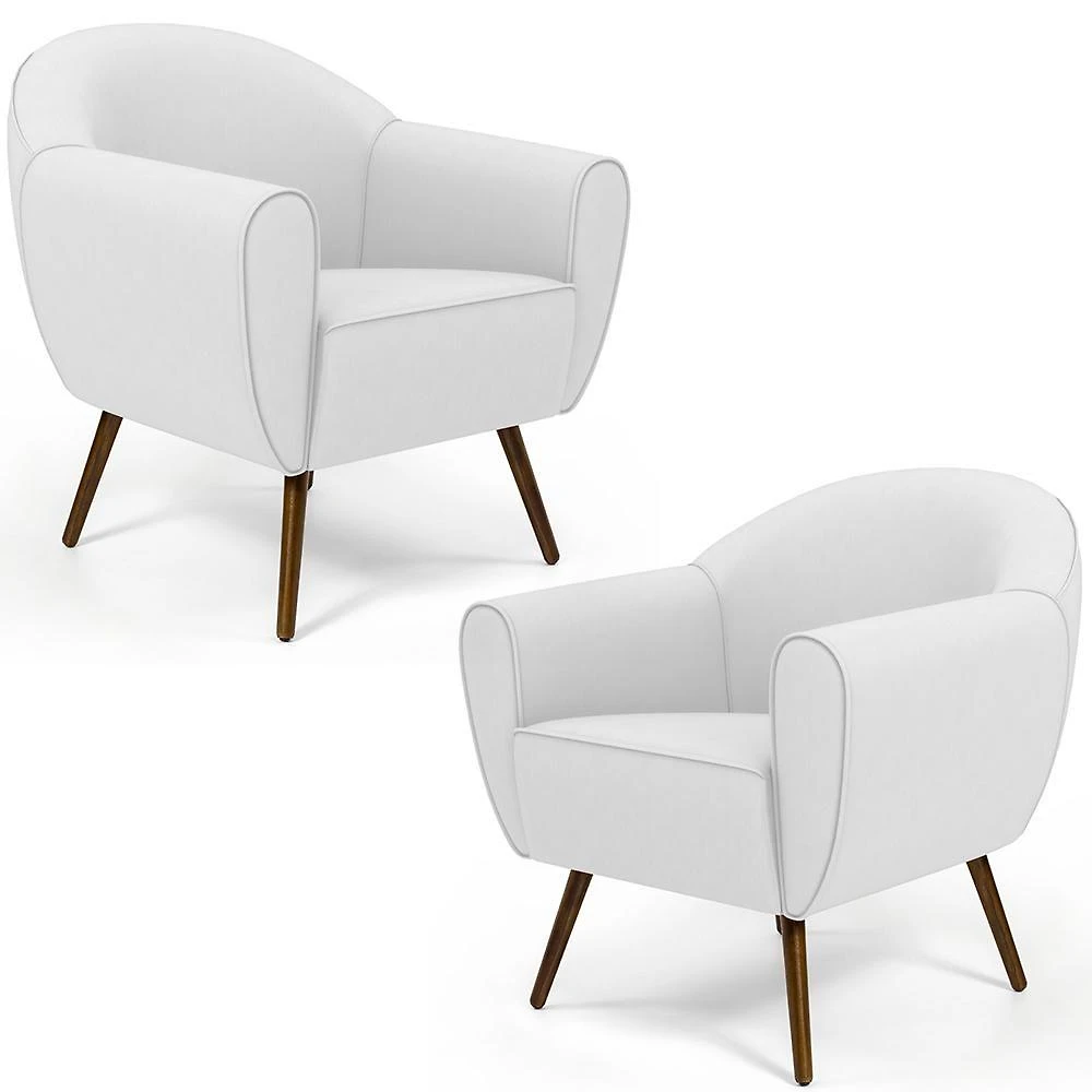 Kit 02 Poltronas Com Pés Palito Nina D02 Corano Branco C-12
