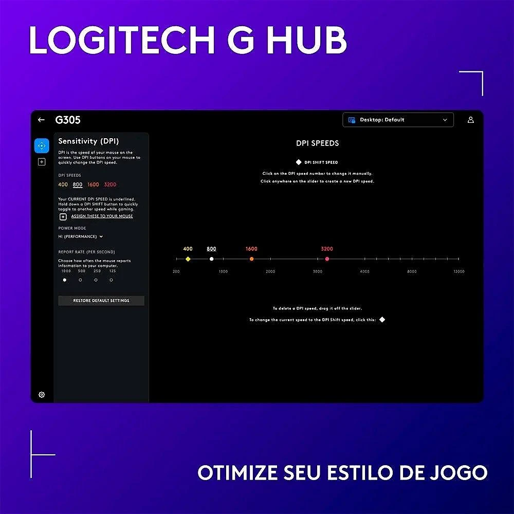 Mouse Gamer Sem Fio Logitech G305 Lightspeed, 12.000 DPI, 6 Botões Programáveis, Branco - 910-005290