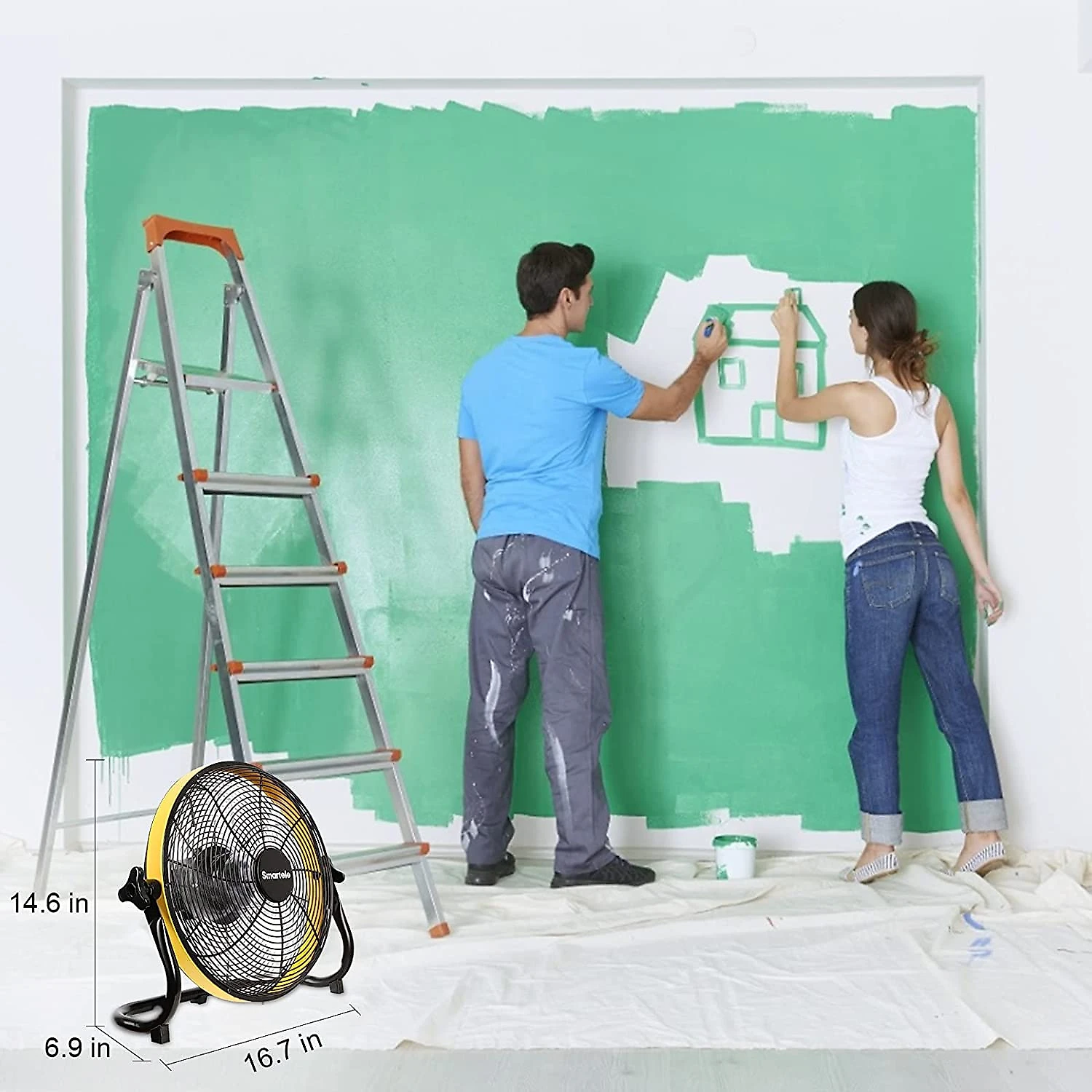 Smartele FF12 Ventilador de Piso com 3 Velocidades 110V Amarelo