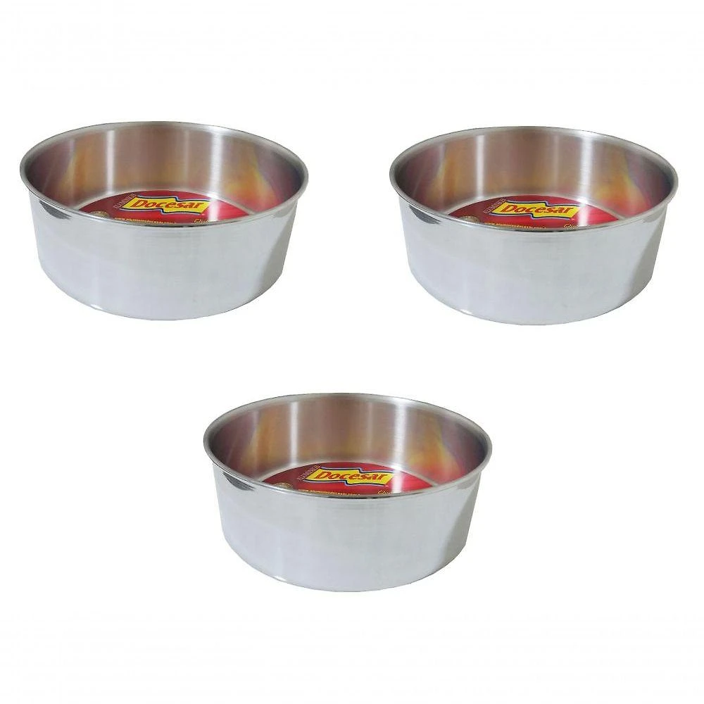 Kit 3 Formas Assadeiras Redonda Para Bolo Alta 24x9cm 4.4l