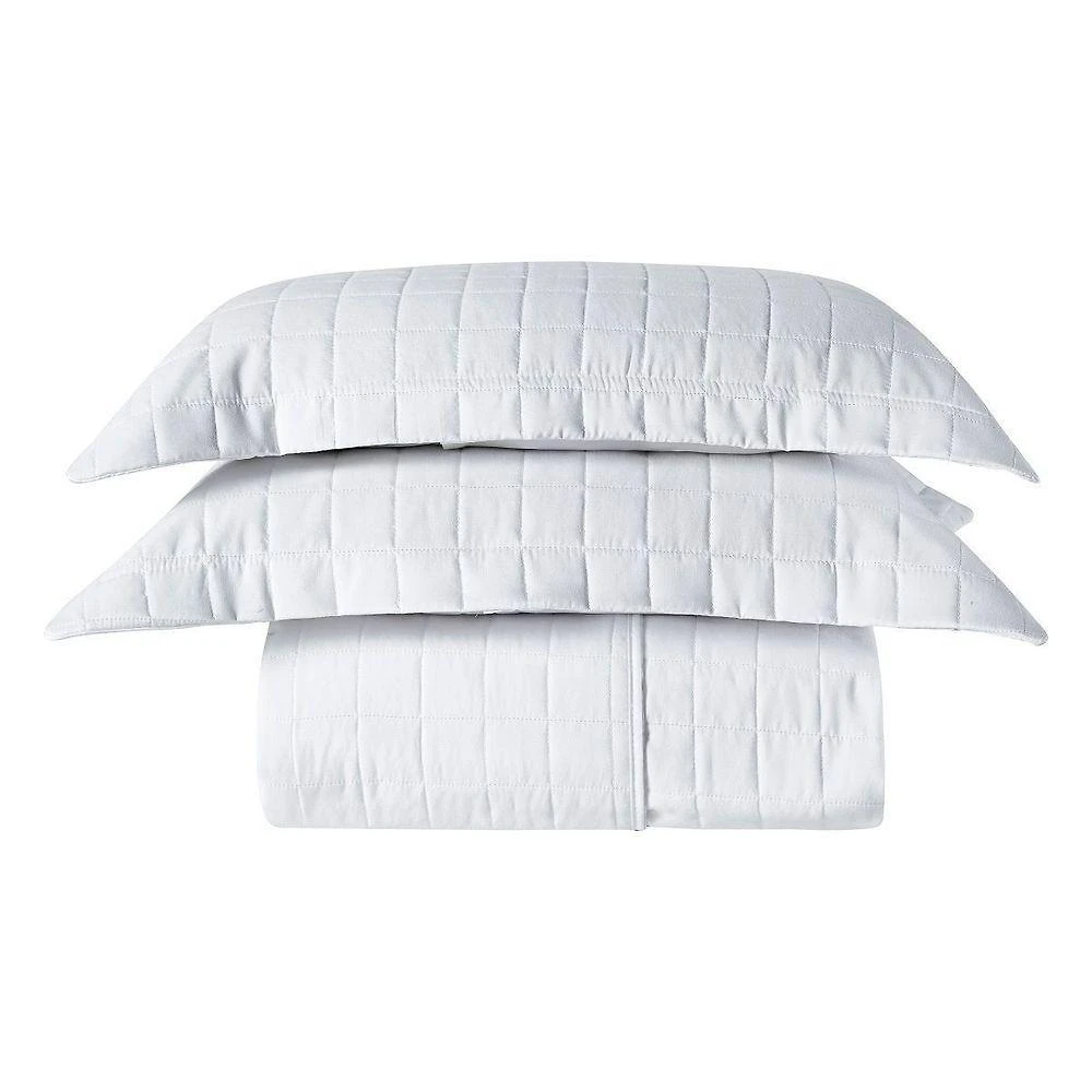 Cobre Leito Matelassê Percal 300 Fios Basic Casal Padrão 03 Peças 100% Poliéster - Branco