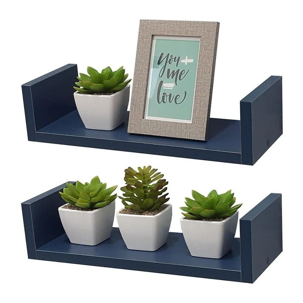 Prateleira Crie Fácil 30x15CM MDP Suporte Invisível Moderno Sala Azul Mercado das Prateleiras
